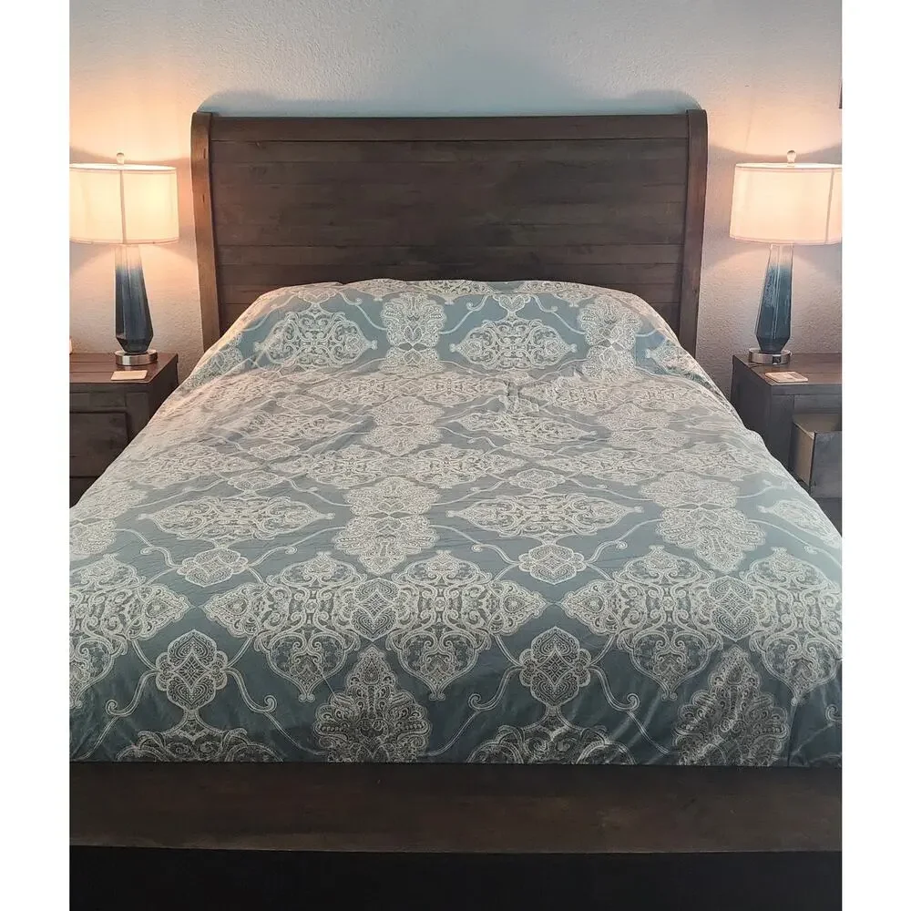 Pottery Barn Alana Medallion Duvet Cover Porcelain Blue Ivory California King